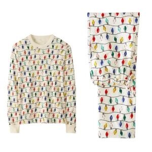 Hanna Andersson Bright Bulbs Unisex Pajama Set, top S, bottom M, details below